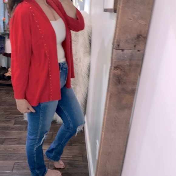 Ruby Road red knit sweater cardigan size 1X - Picture 4 of 8